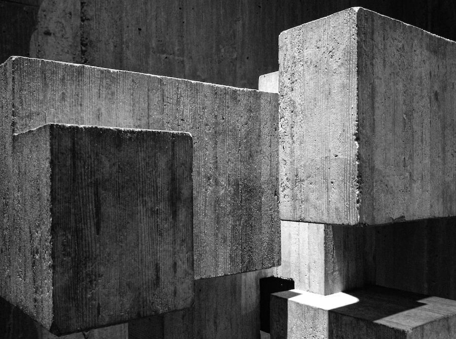 grayscale photography of concrete blocks